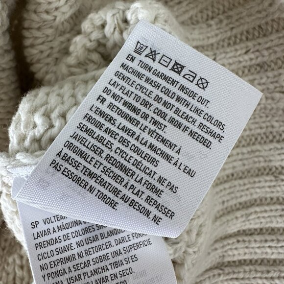 American Eagle Cable Knit Sweater Size XLT Ecru Cotton Fisherman Cream - Picture 8 of 9